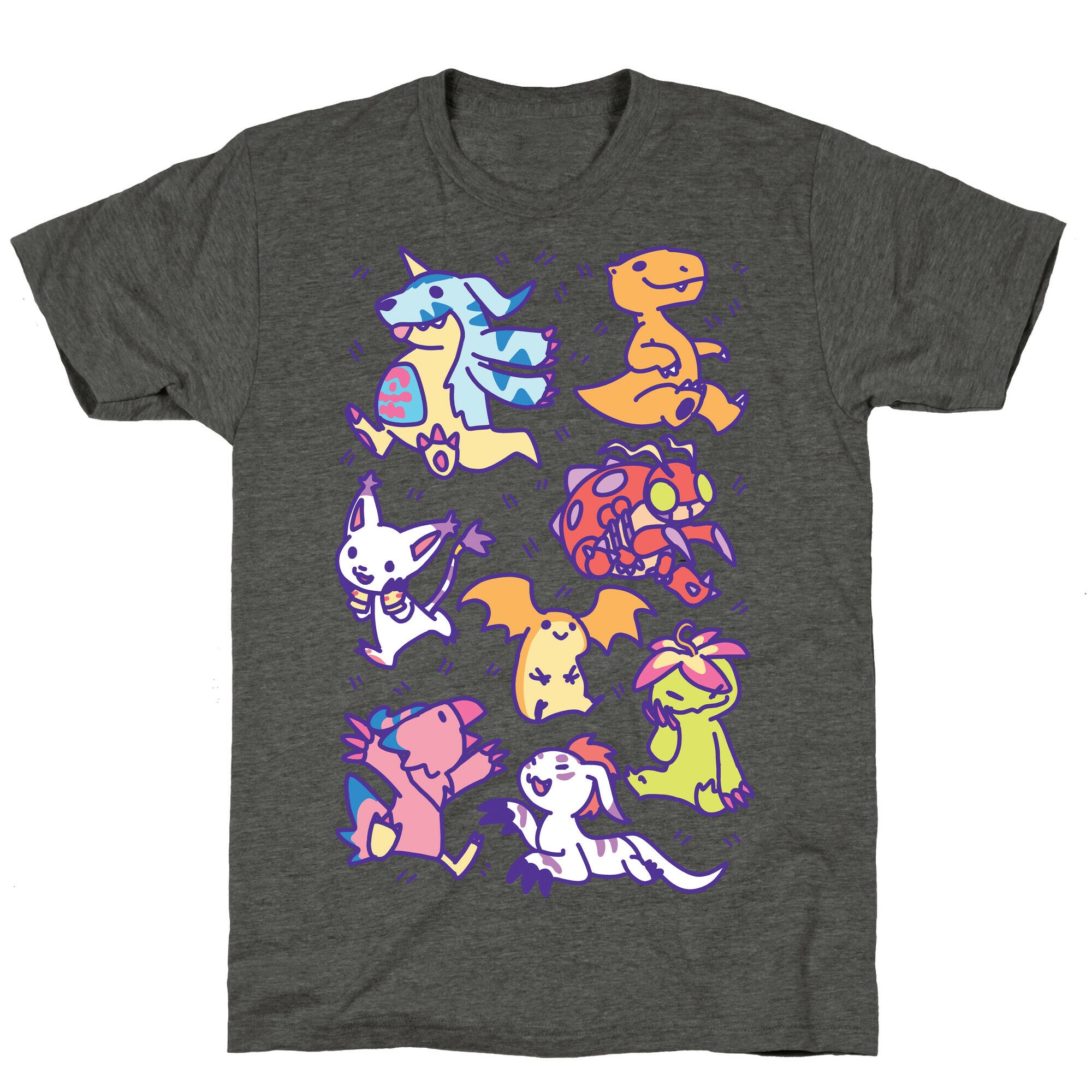 Digital Monsters Pattern Unisex Triblend Tee